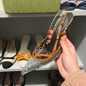 Dolce & Gabbana Denim and Brown Slingback Heels